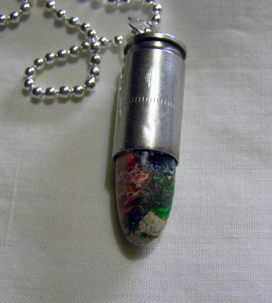 Multicolor Variscite Silver Bullet Jewelry Pendant