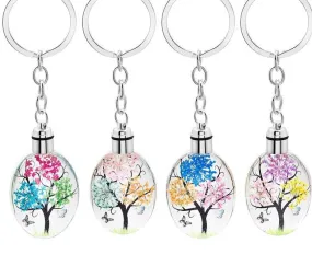 Natural Keychains Silver Color Tree Keyring Healing Crystal Car Bag Wallet Decor Keyholder for Women Men