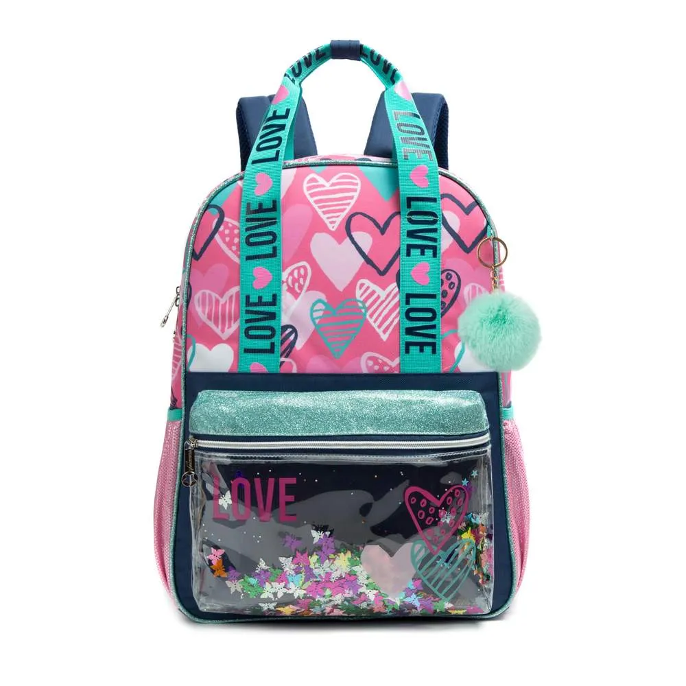 (NET) Sequin School Backpack For Girls Lunch Box Set of 3 Pcs