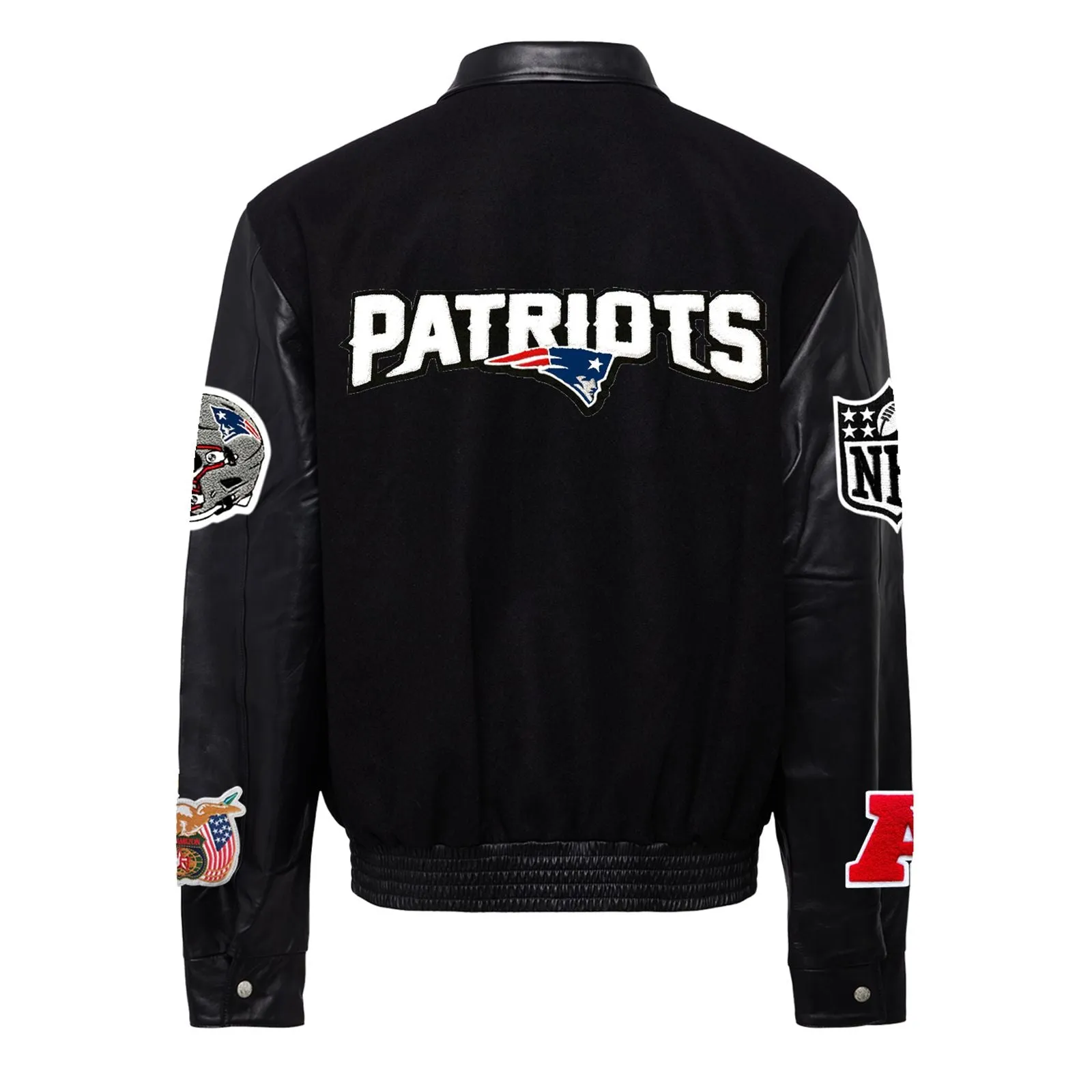 NEW ENGLAND PATRIOTS WOOL & LEATHER VARSITY JACKET Black/Black