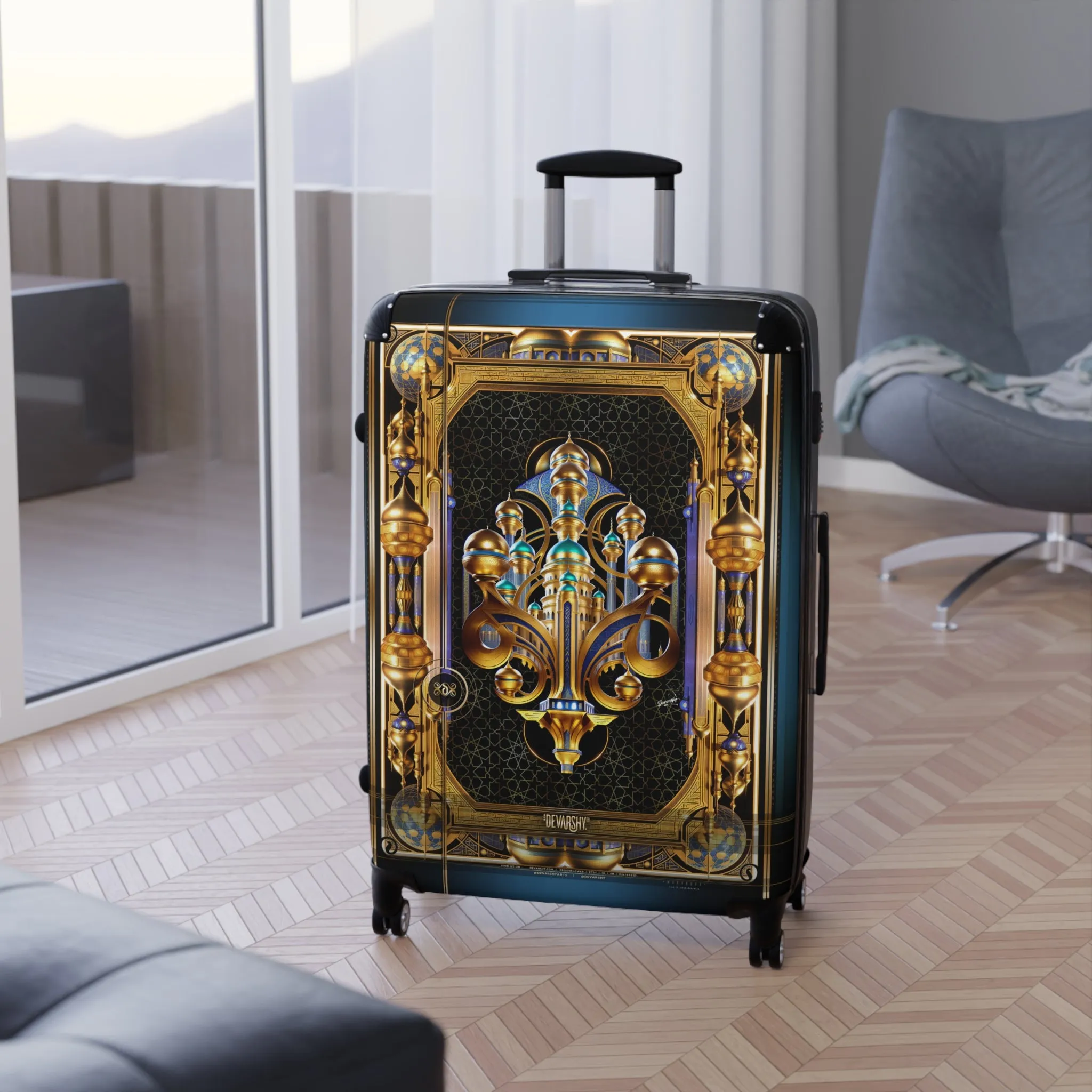 Ottoman Domes Suitcase Arabic Art Travel Luggage Carry-on Suitcase Premium Hard Shell Suitcase with Wheels | D20205