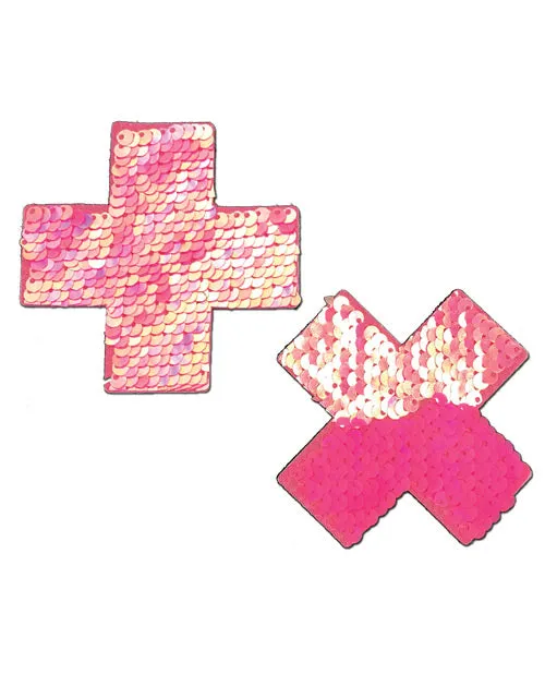 Pastease Color Changing Flip Sequins Cross - Pink O/S