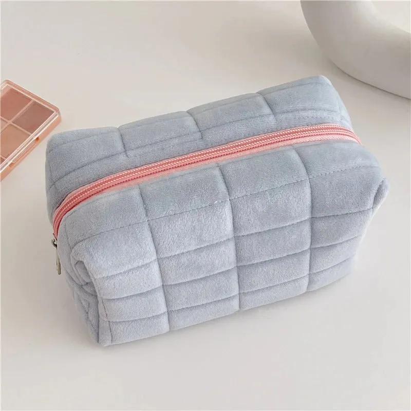 Pastel Colored Soft Fur Travel Make-Up Pouch Bags