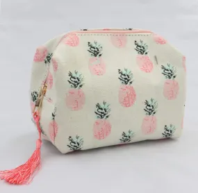 Pink pineapple cosmetic bag