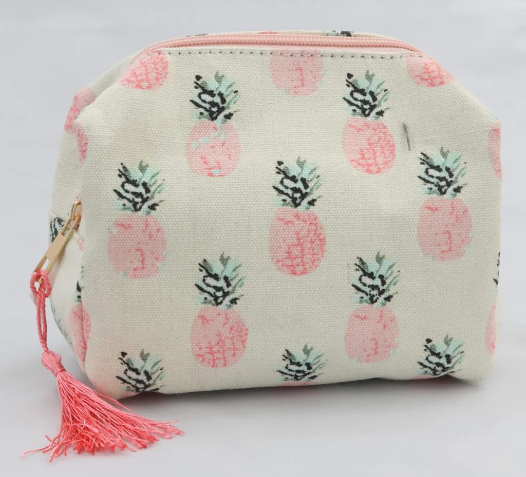 Pink pineapple cosmetic bag