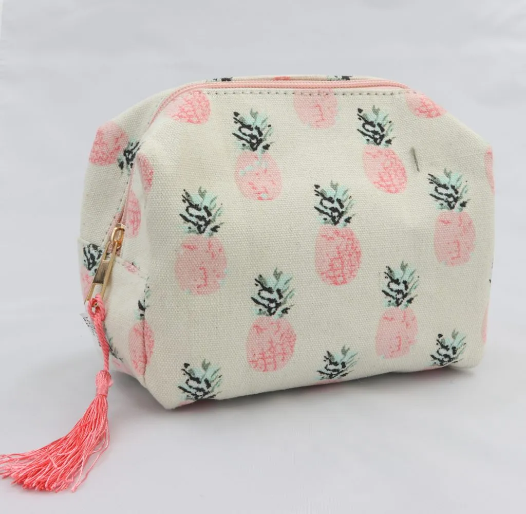 Pink pineapple cosmetic bag