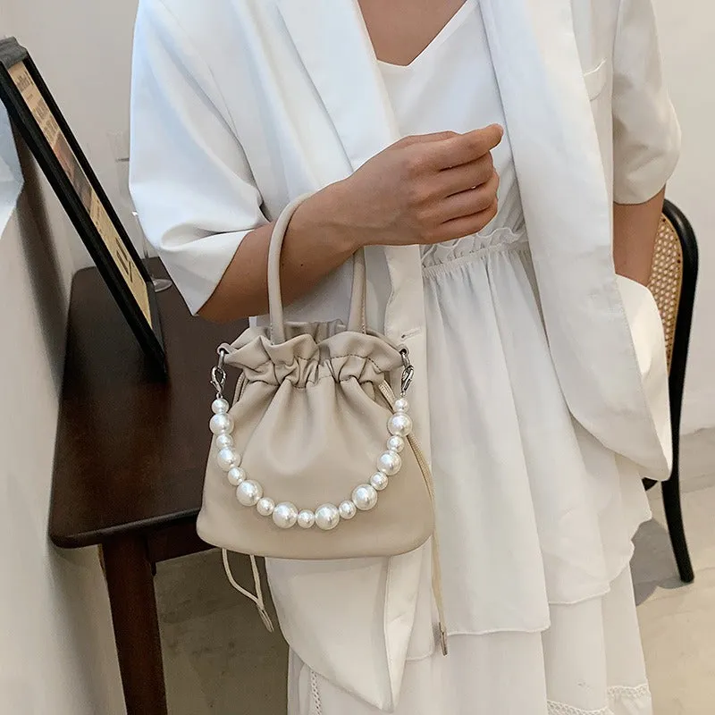 Pleated Pearl Chain Shoulder Bag