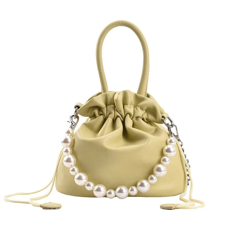 Pleated Pearl Chain Shoulder Bag