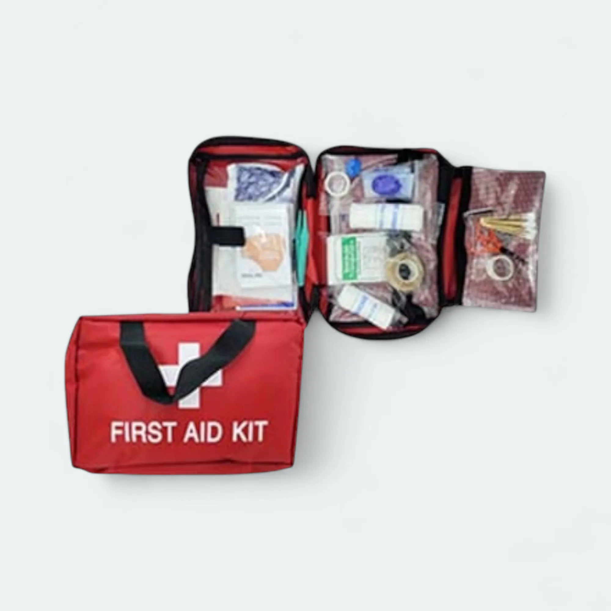 Portable First Aid Kit in Red Carry Bag 21cm FAKC01