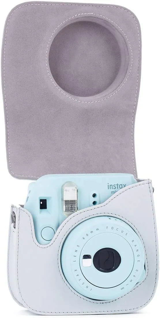 Protective case compatible with Fujifilm Instax Mini 9 Mini 8 Mini 8 PU leather bag (smoky gray)