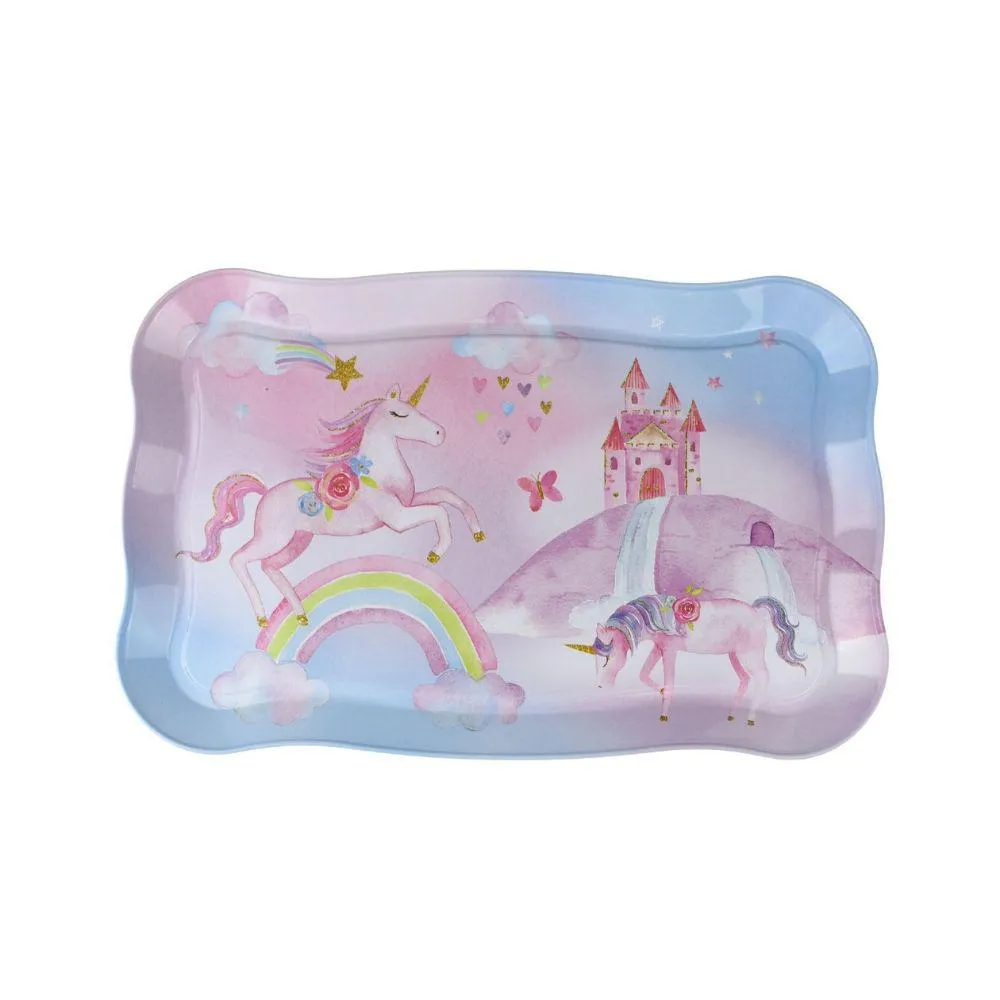 Rainbow Unicorn Tin Tea Mug Set in Suitcase