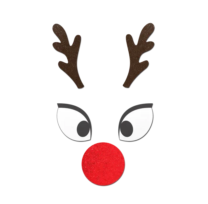 Reindeer Boob Kit Pasties: Rudolph Eyes Nose & Antler Nipple Cover