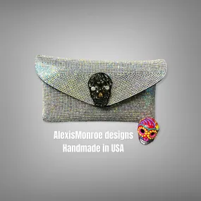 Rhinestone Calavera Skull Belt Purse