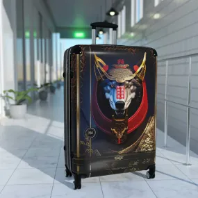 SAMURAI HUSKY Suitcase Carry-on Suitcase Robot Dog Luggage Black Hard Shell Suitcase in 3 Sizes | D20127