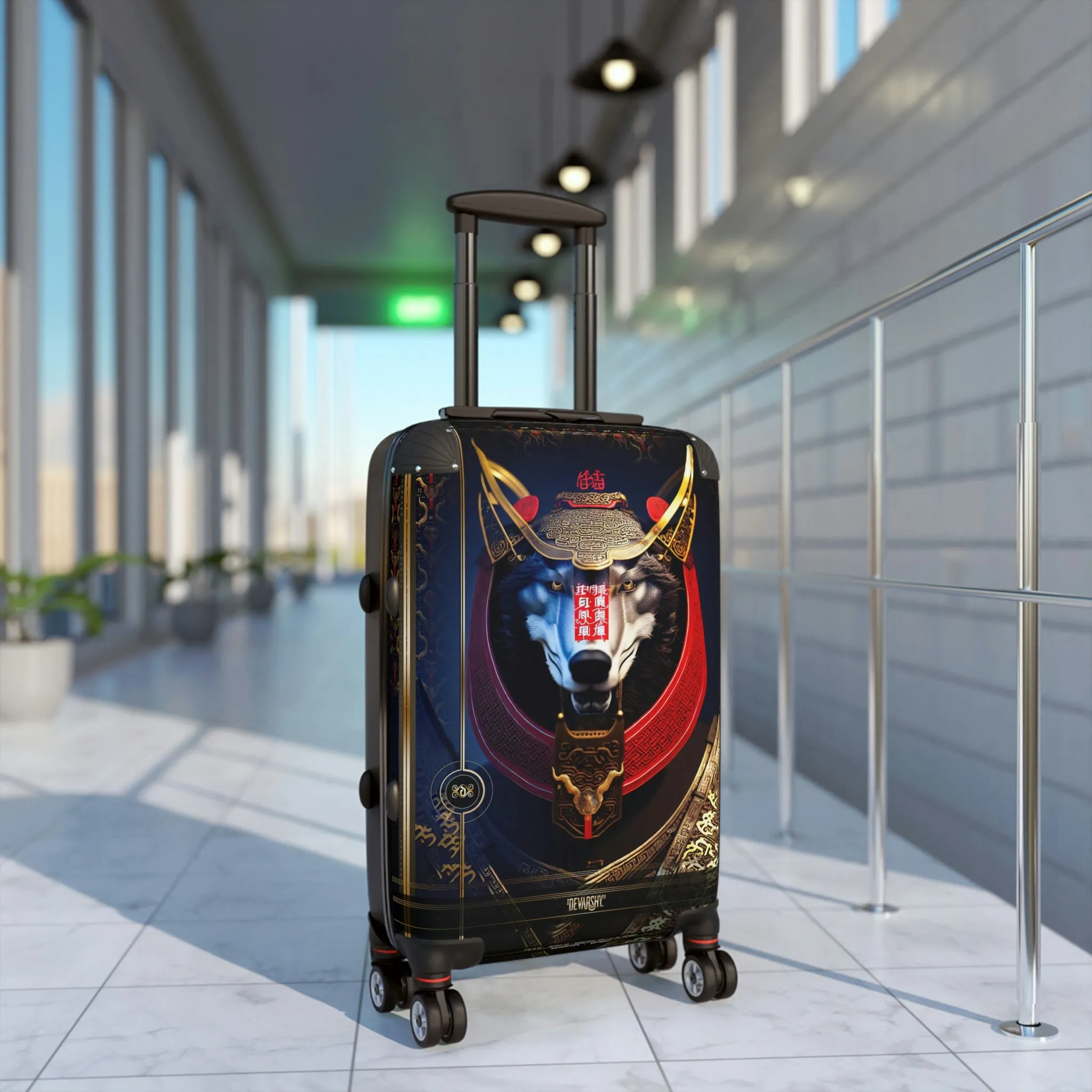 SAMURAI HUSKY Suitcase Carry-on Suitcase Robot Dog Luggage Black Hard Shell Suitcase in 3 Sizes | D20127