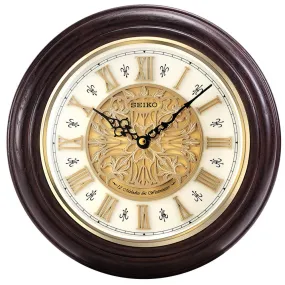 Seiko Oak Wood Ornamental Dial Musical Wall Clock QXM342B