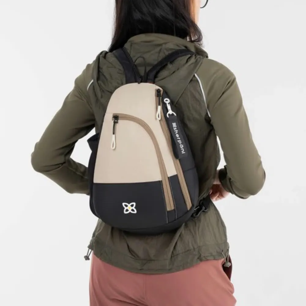 Sherpani Wayfarer Convertible Sling Backpack in Con Leche Beige