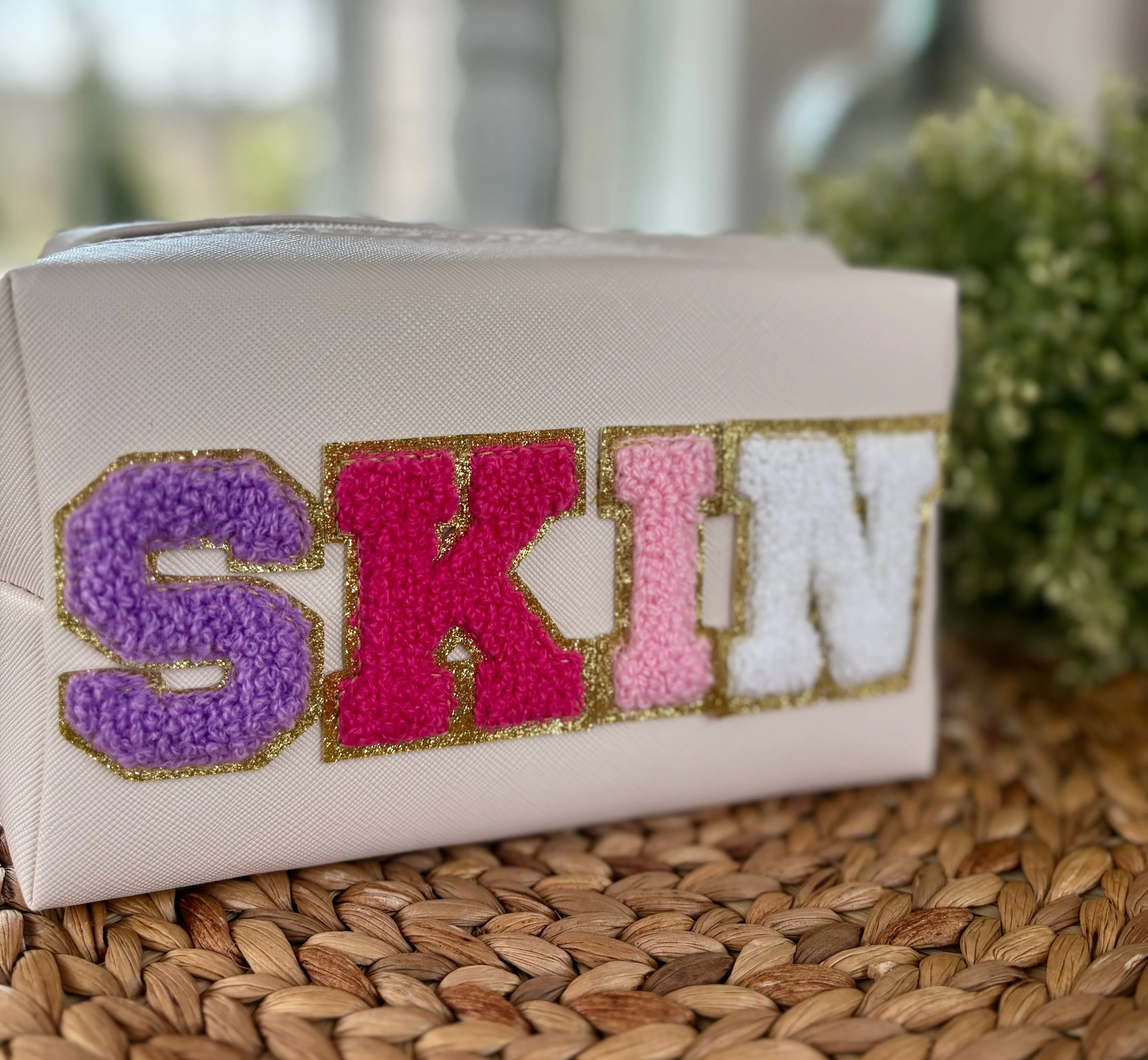 SKIN Chenille Patch Cosmetic/Travel Bag