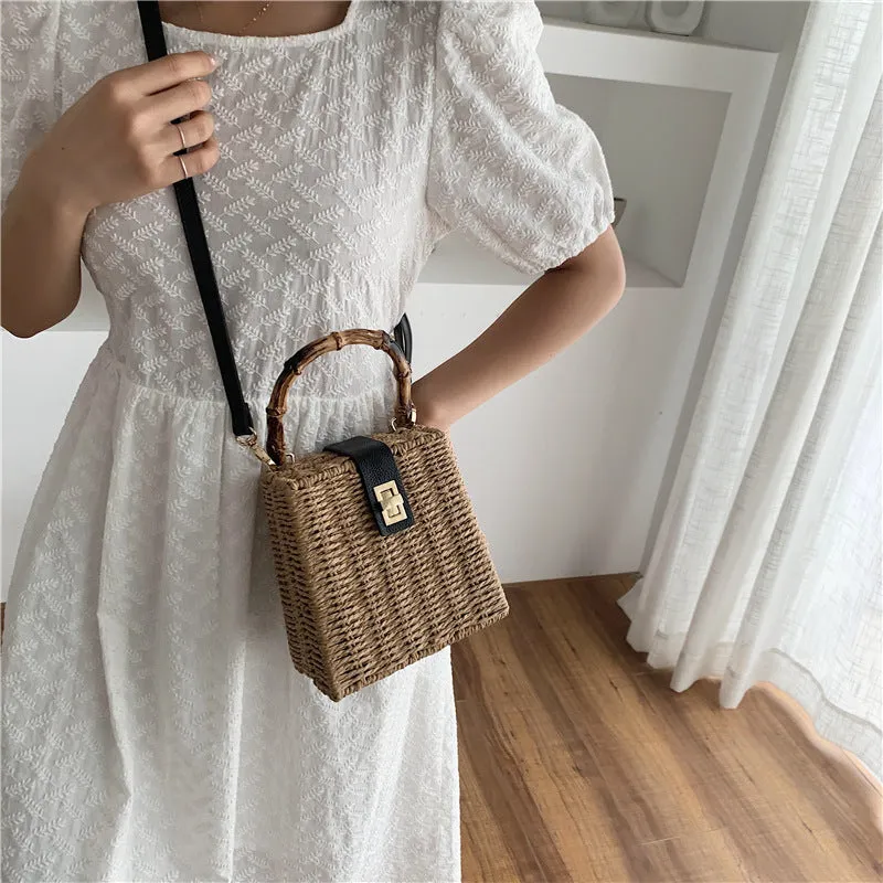 Spring Simple Woven Messenger Shoulder Bag