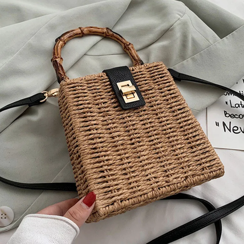 Spring Simple Woven Messenger Shoulder Bag