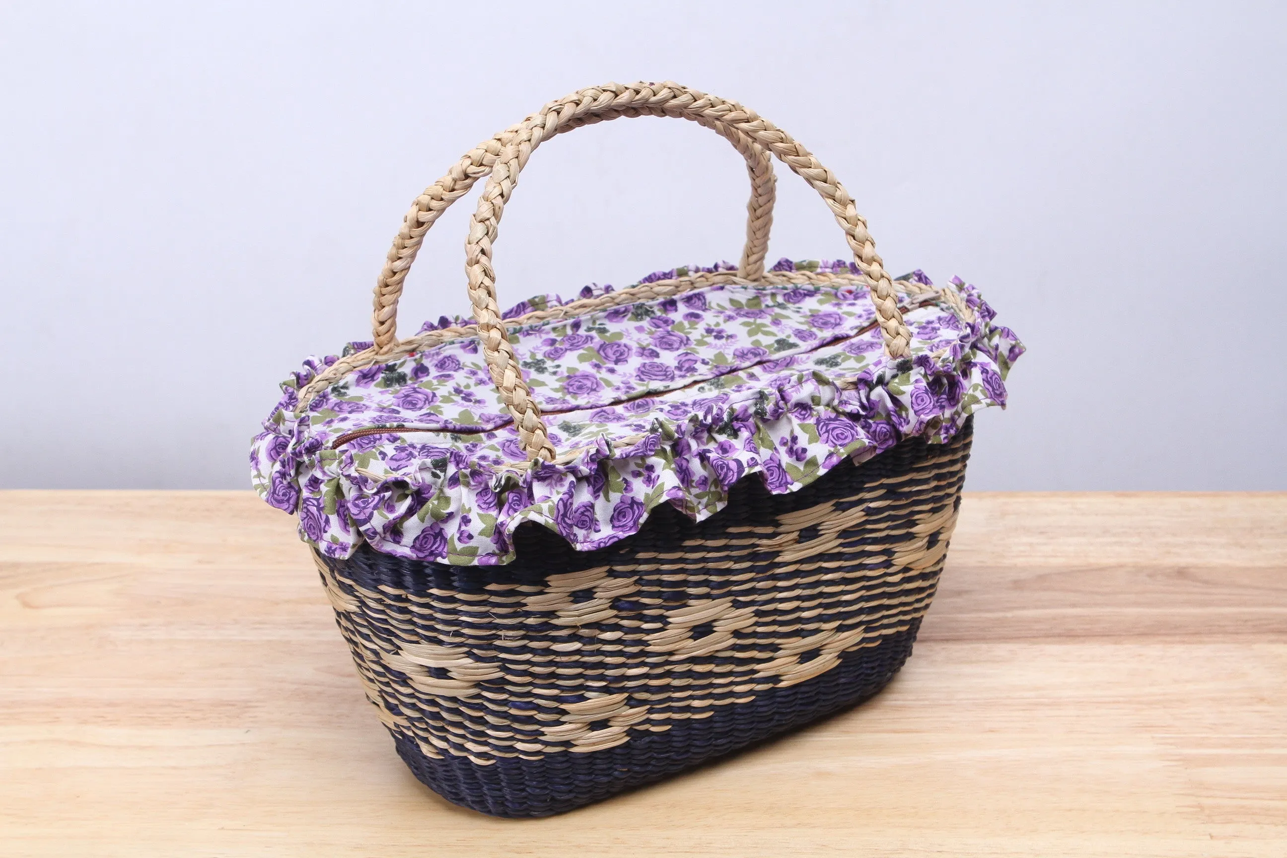 Straw Purple Tote Bag