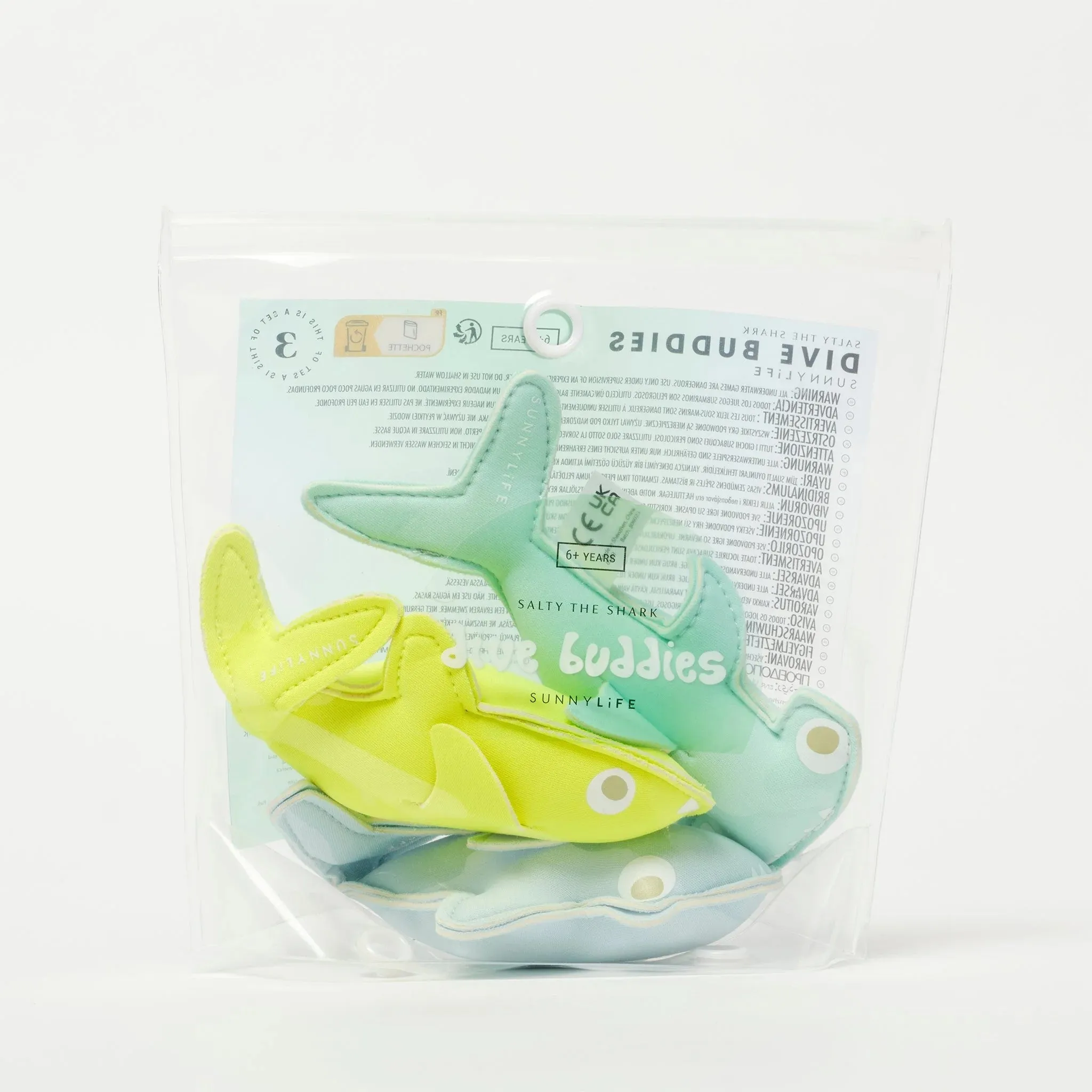 Sunnylife: Dive Buddies Salty the Shark Aqua Neon Yellow