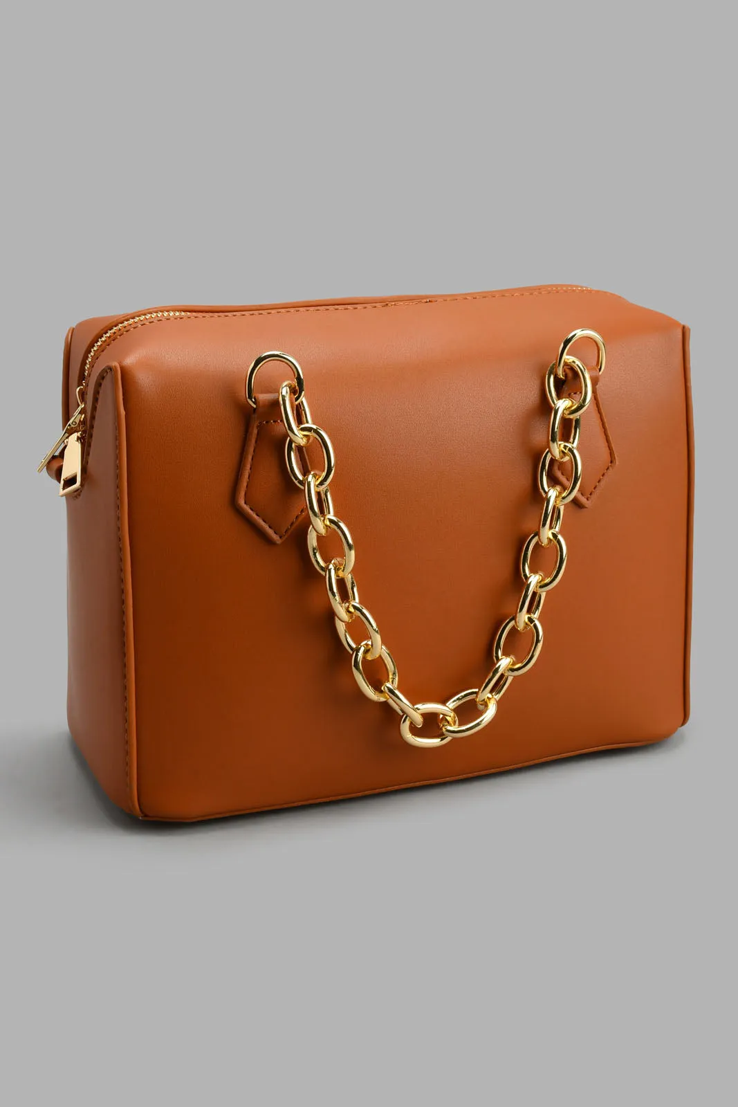 Tan Chain Crossbody Bag