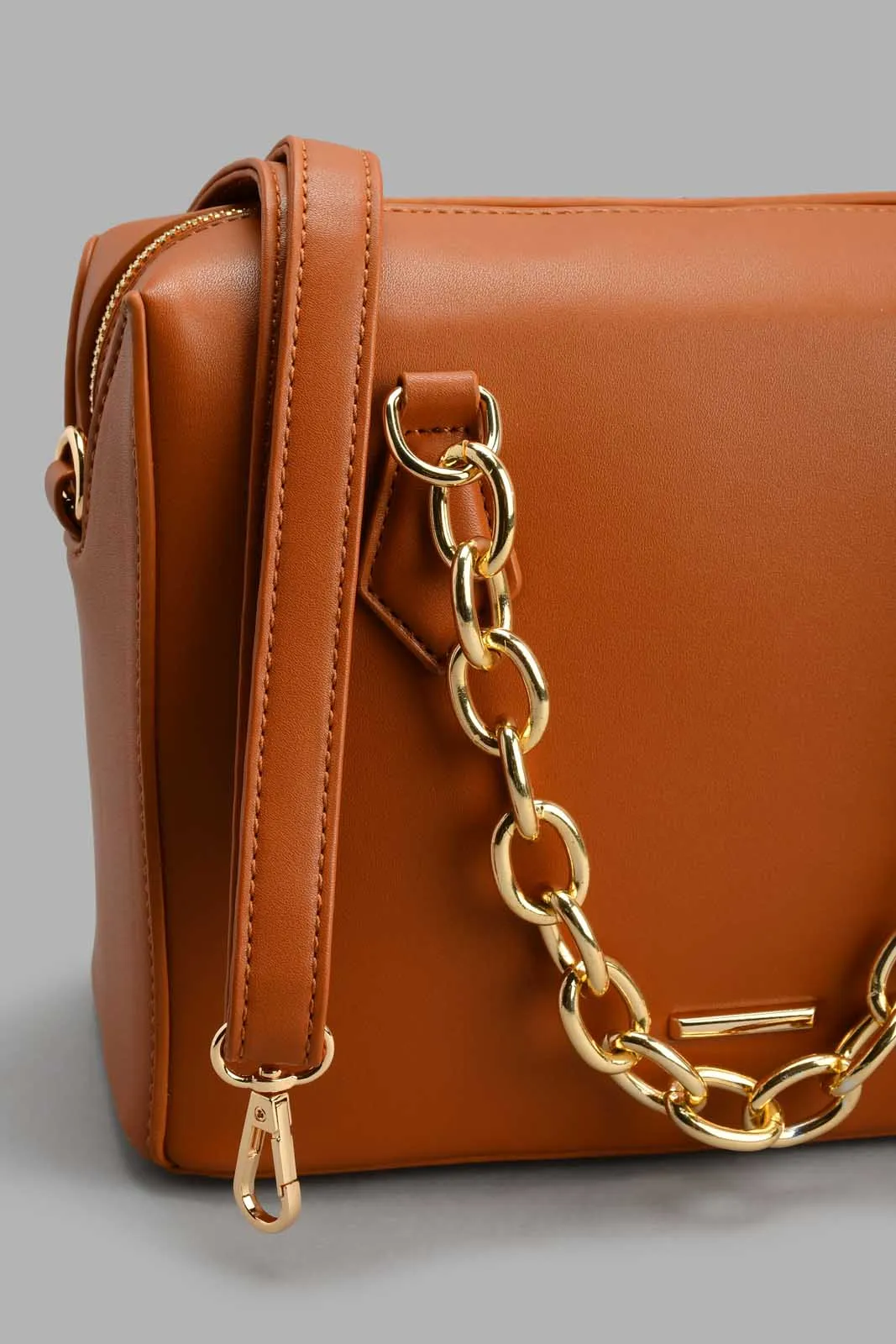 Tan Chain Crossbody Bag