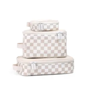 Taupe Checkerboad Packing Cubes