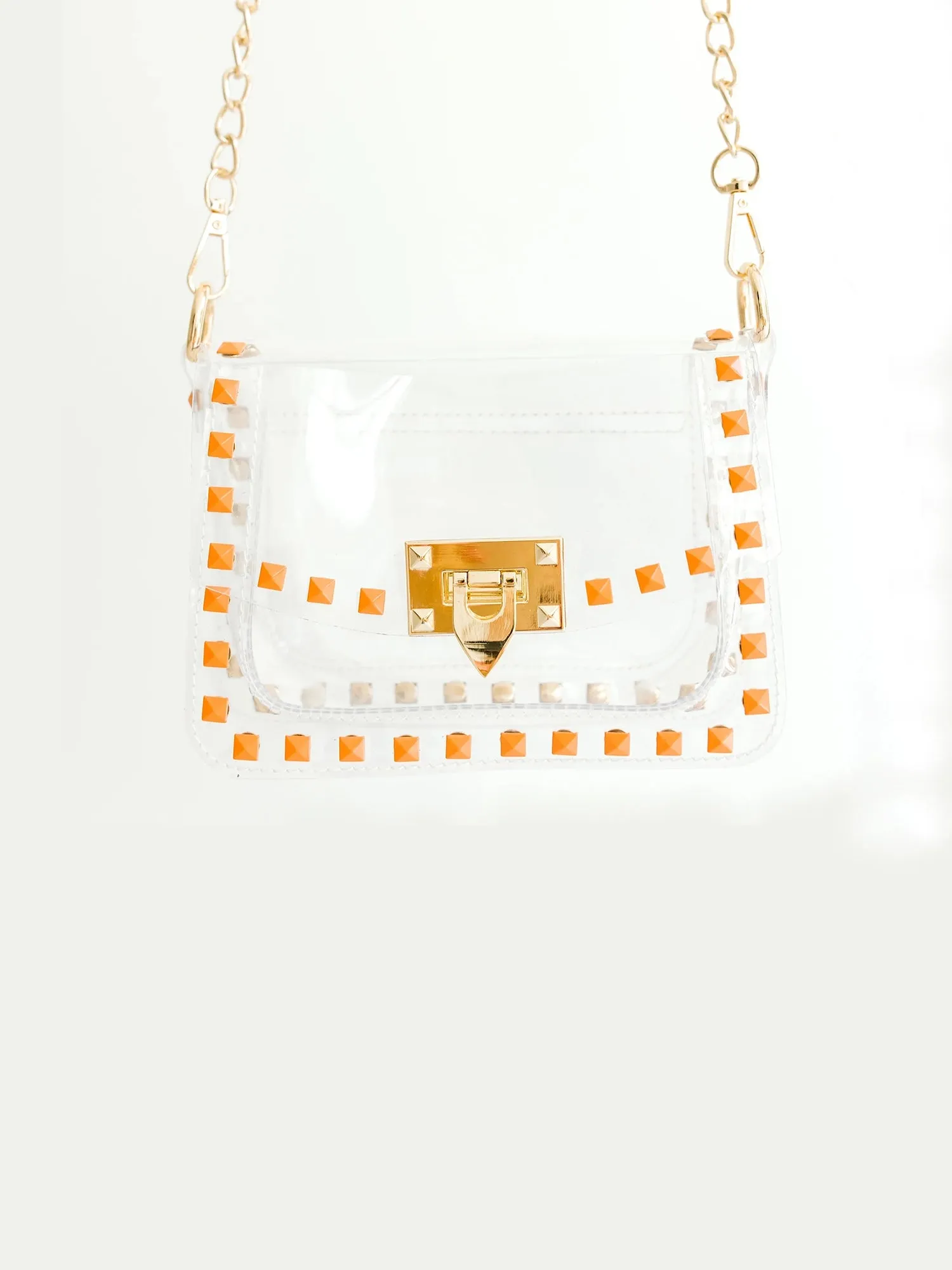 The Jackie Clear Handbag: Orange & Gold