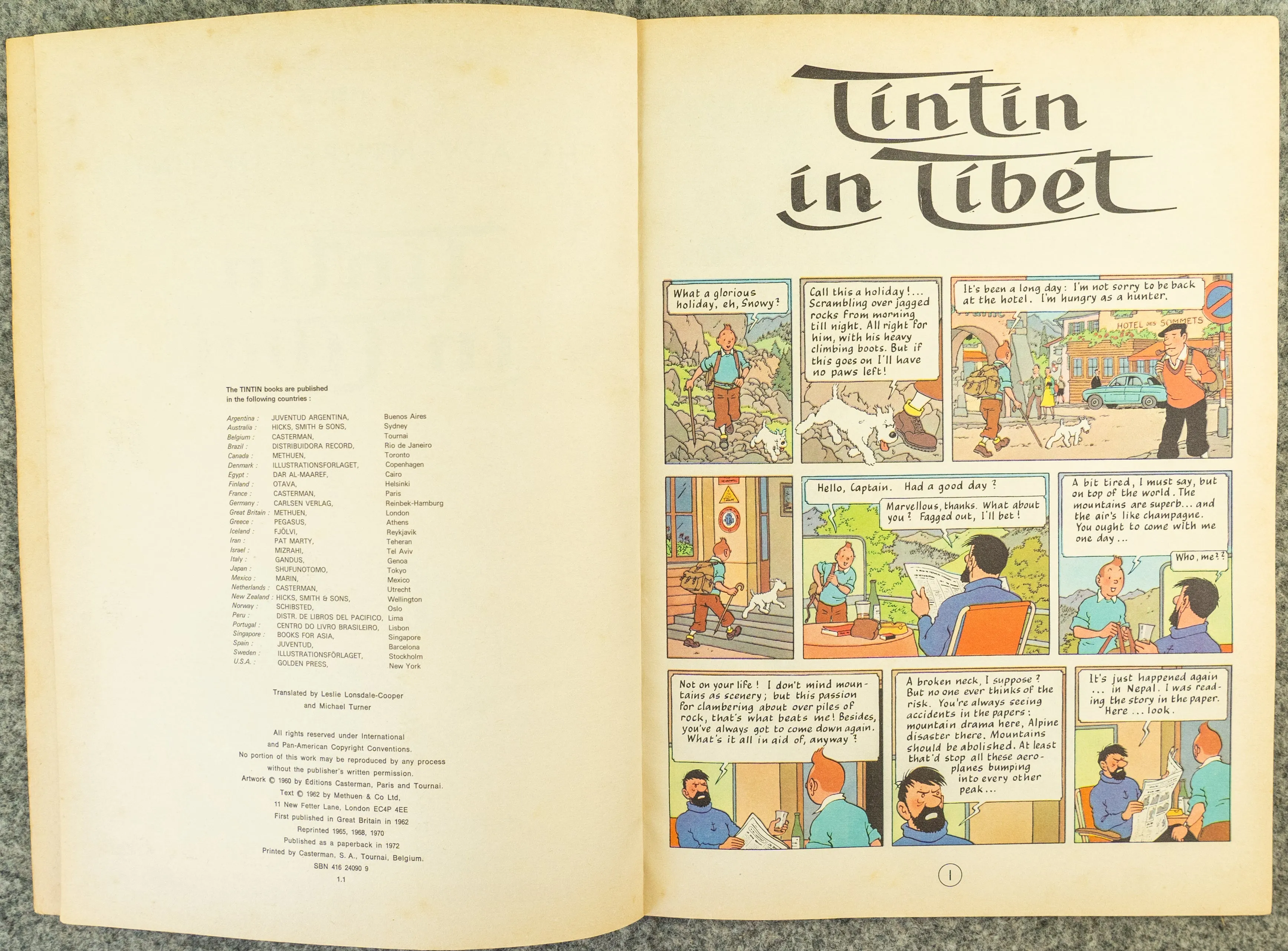 Tintin in Tibet - Tintin 1972 Methuen 1st UK Paperback Edition Book 1970s