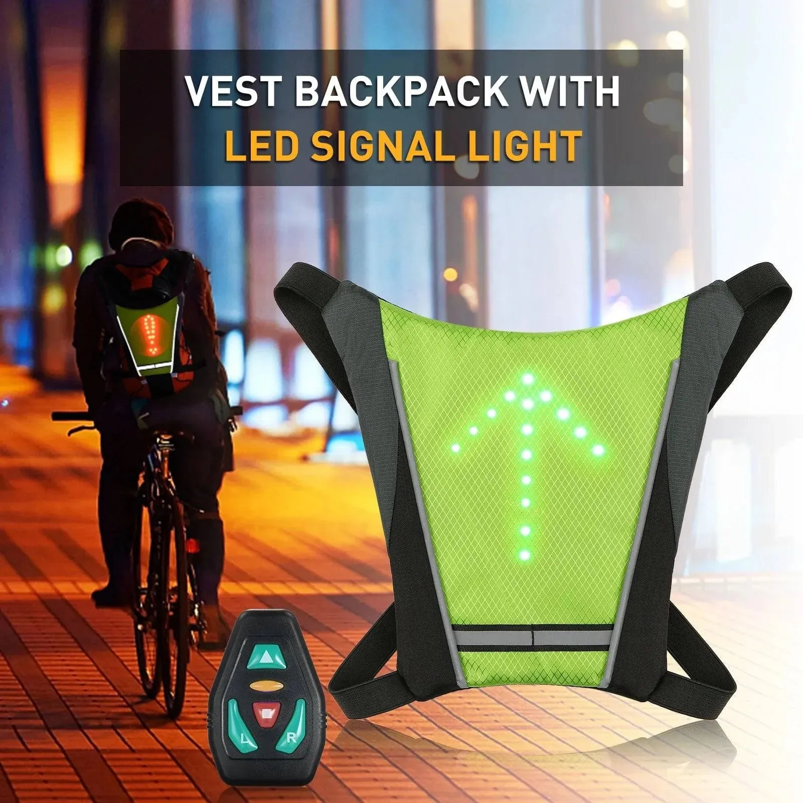 USB Rechargeable Reflective Backpack Attachment Clip with Remote Control LED Signal Light Outdoor Sport Safety Bag Gear