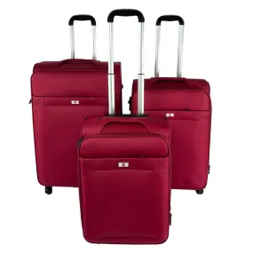 USHA SHRIRAM Fabric Luggage Bag Set of 3 (20 Inch, 24 Inch, 28 Inch) |Trolley Suitcase for Travel | Travel Luggage for Men Women |360 Degree Wheel | Travel Bags for Luggage Trolley Suitcase (Red)