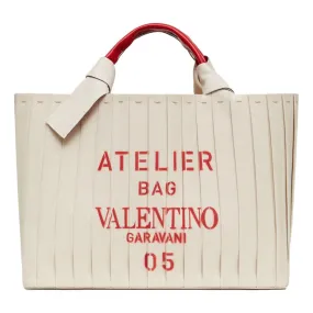 Valentino Garavani 05 Plisse Edition Sac Atelier Large Canvas Tote Bag