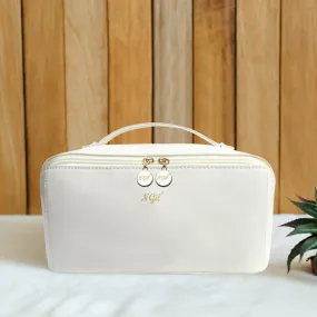 White NGIL Large Faux Leather Expandable Travel Toiletry