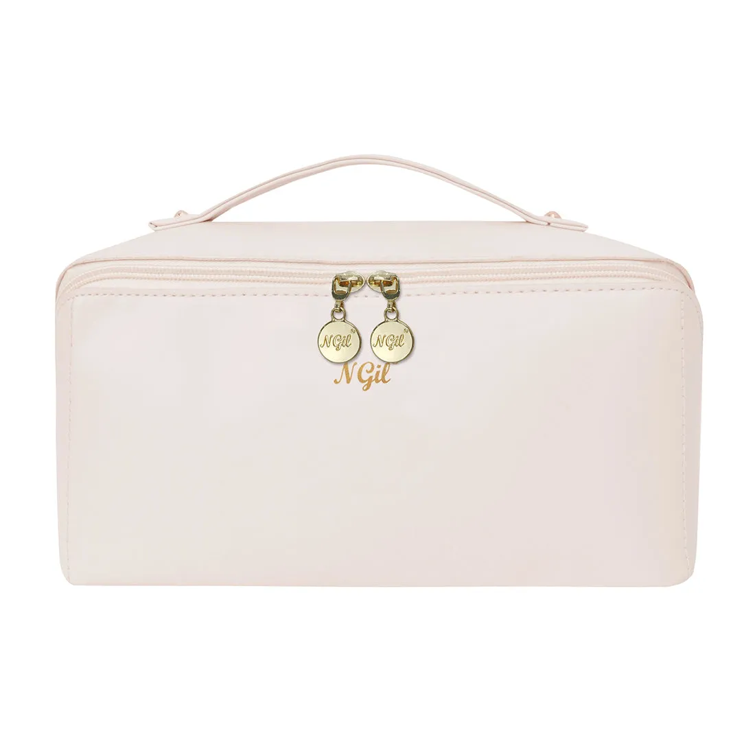 White NGIL Large Faux Leather Expandable Travel Toiletry