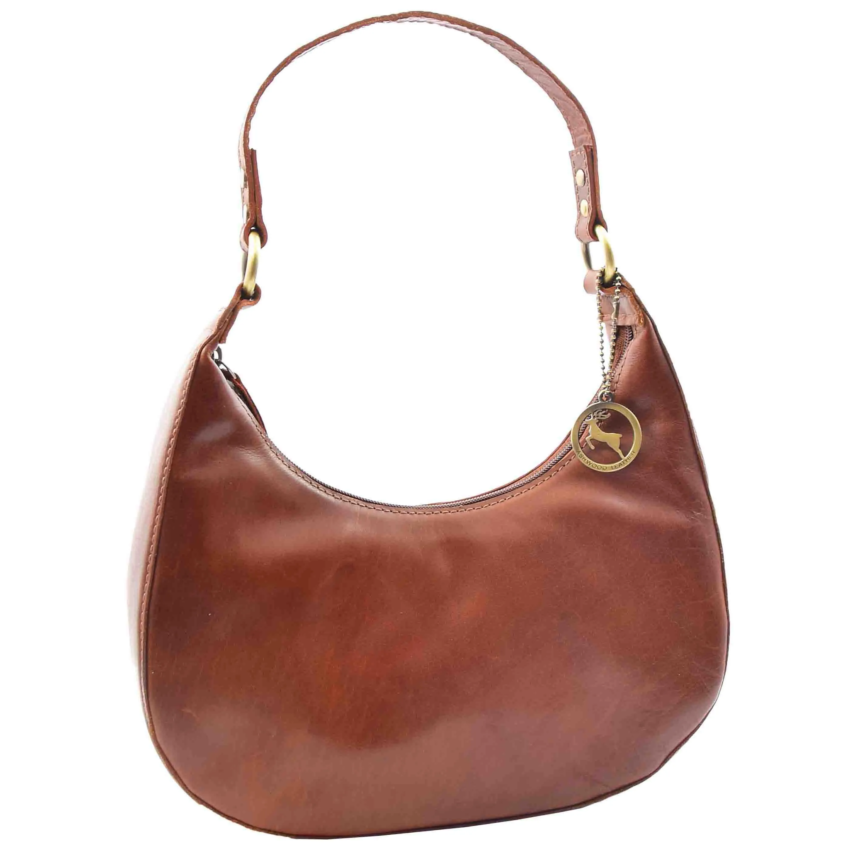 Womens Classic Leather Shoulder Hobo Bag Bruges Chestnut