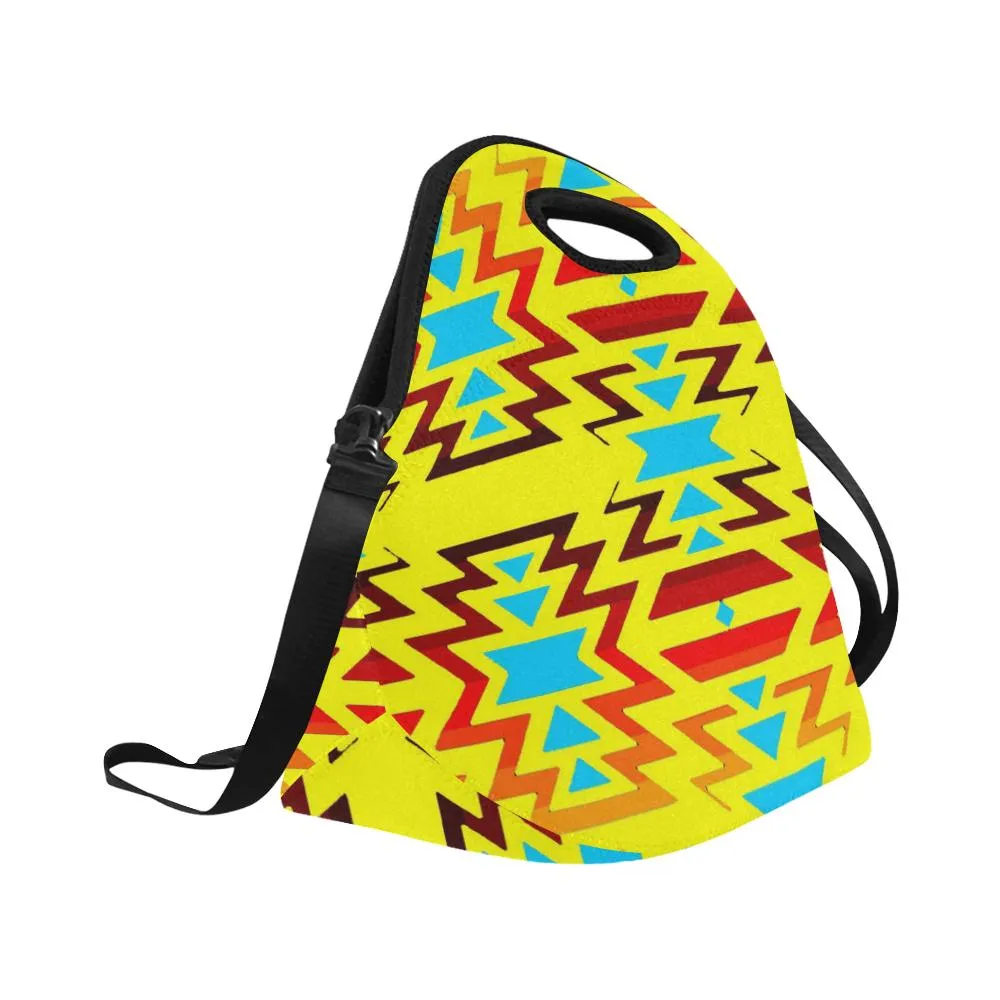 Yellow with Fire Large Insulated Neoprene Lunch Bag