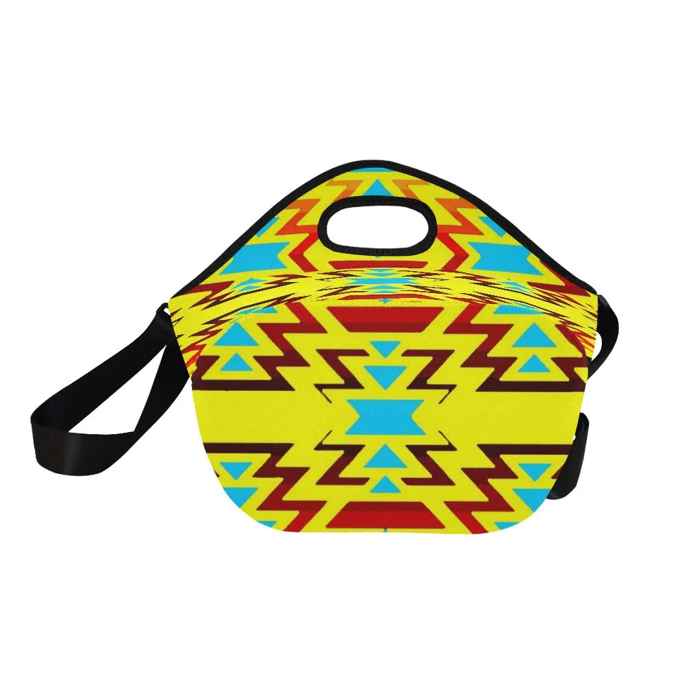 Yellow with Fire Large Insulated Neoprene Lunch Bag