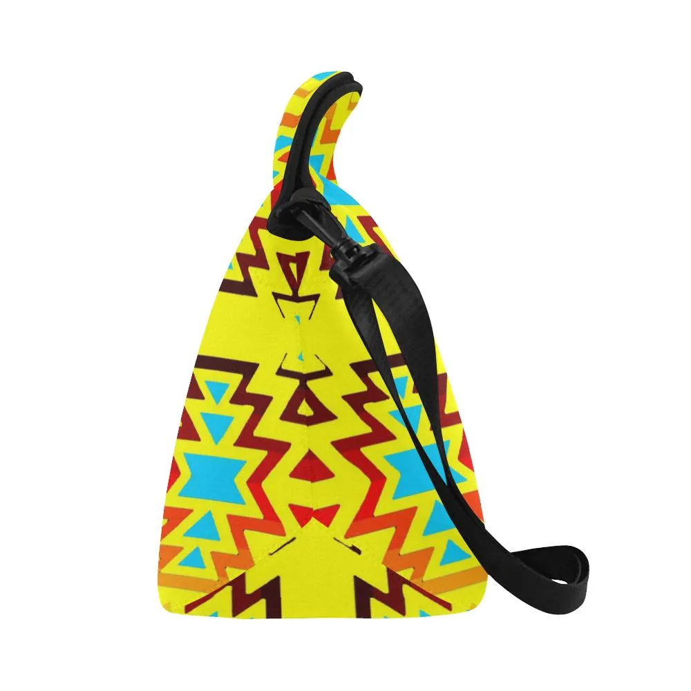 Yellow with Fire Large Insulated Neoprene Lunch Bag