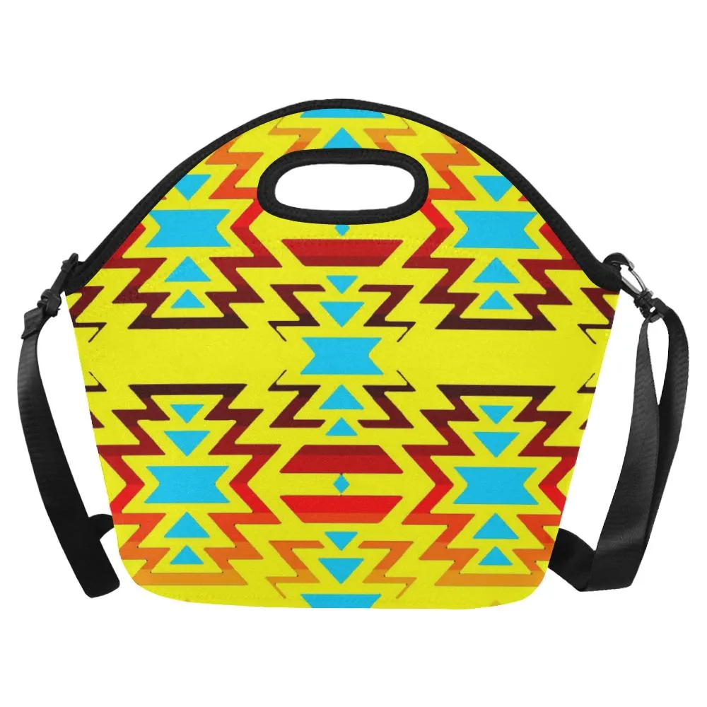 Yellow with Fire Large Insulated Neoprene Lunch Bag