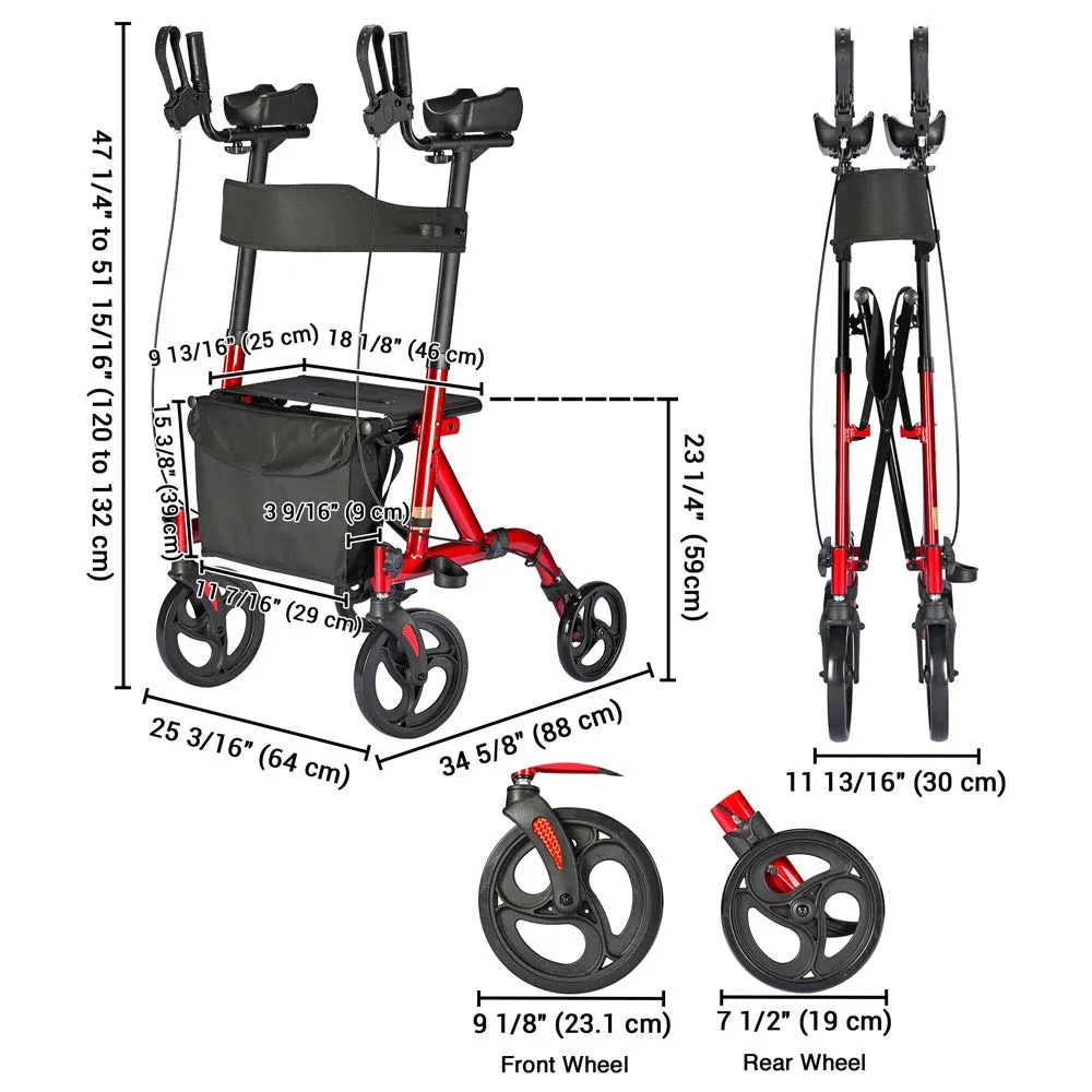 Yescom Upright Walker Stand Up Walker Folding Rollator 4 Wheels